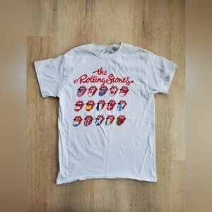 The Rolling Stones National Flags White Tee with Red and Multicolor Graphics